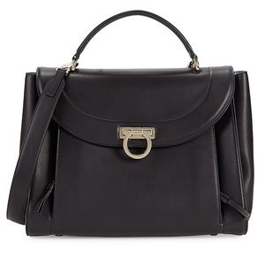 Salvatore Ferragamo Leather Saddle Bag Black